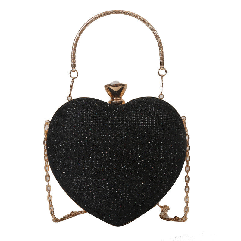 Shiny Heart Shape Evening Clutch Bag