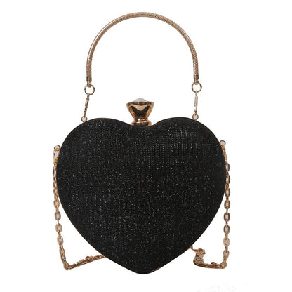 Shiny Heart Shape Evening Clutch Bag