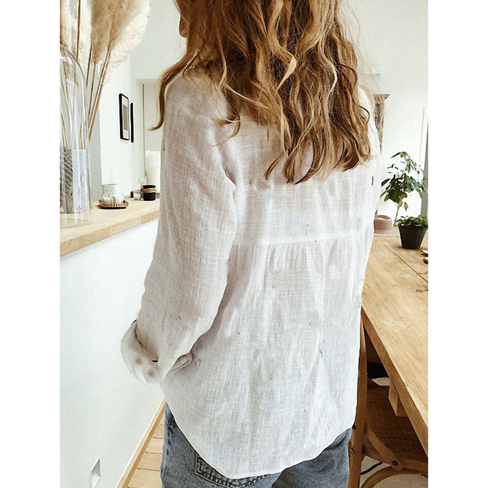 Solid Color Loose Linen Shirt