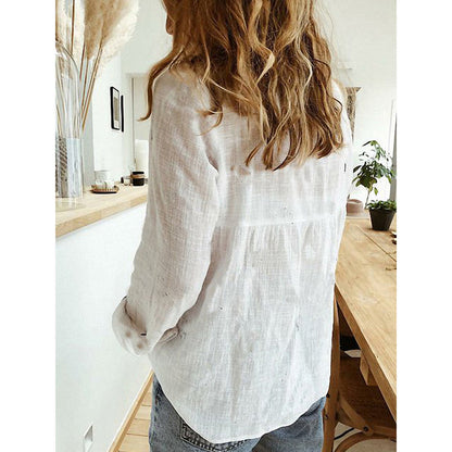 Solid Color Loose Linen Shirt