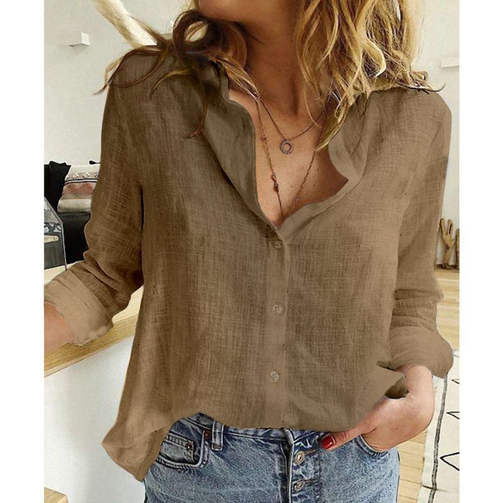 Solid Color Loose Linen Shirt