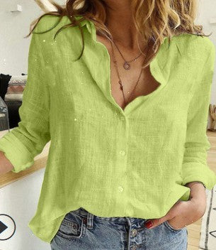 Solid Color Loose Linen Shirt