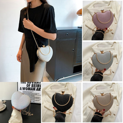 Shiny Heart Shape Evening Clutch Bag