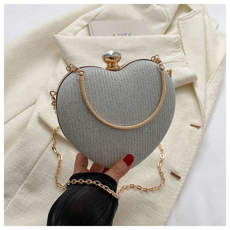 Shiny Heart Shape Evening Clutch Bag