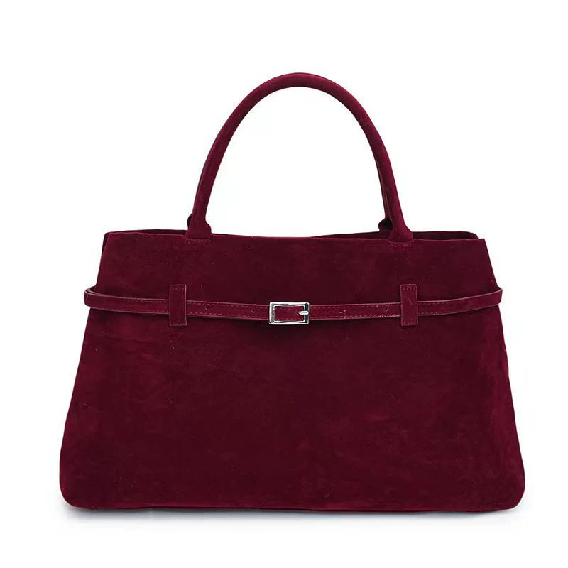 Decorative Solid Faux Suede Handbag