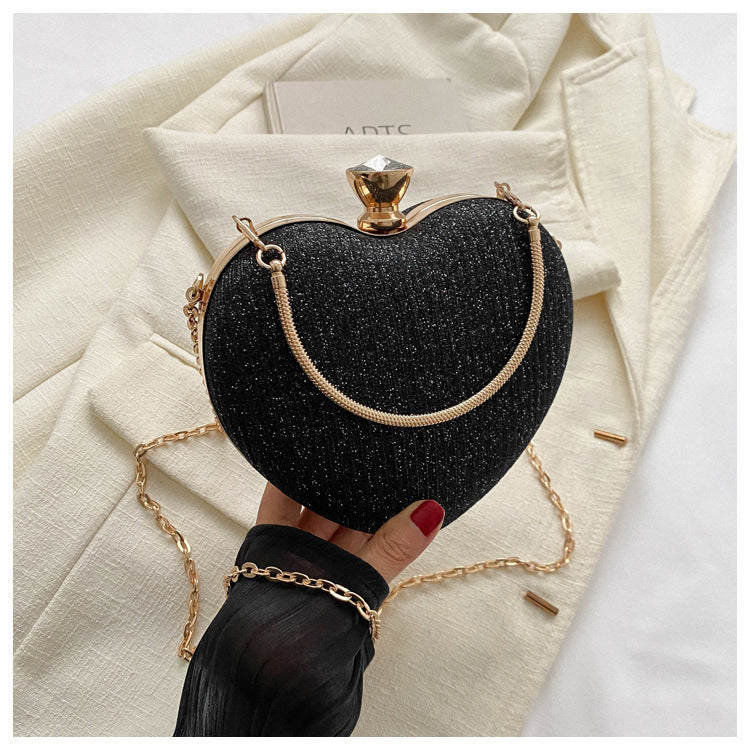 Shiny Heart Shape Evening Clutch Bag
