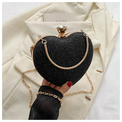 Shiny Heart Shape Evening Clutch Bag