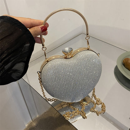 Shiny Heart Shape Evening Clutch Bag