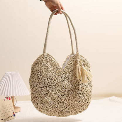 Hollow Tassel Large Straw Shoulder Bag