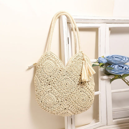 Hollow Tassel Large Straw Shoulder Bag