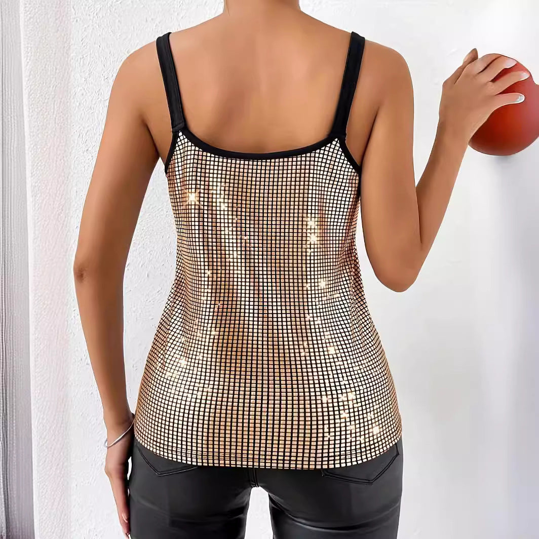 Summer Sequined Chain Strap Top