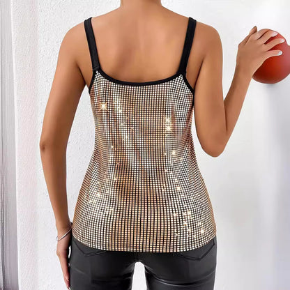Summer Sequined Chain Strap Top