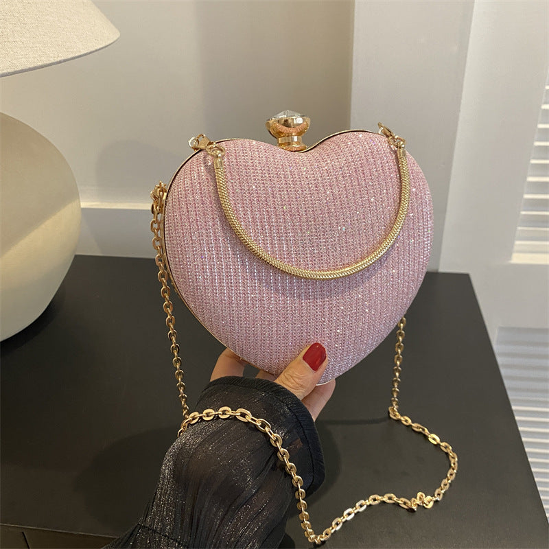Shiny Heart Shape Evening Clutch Bag