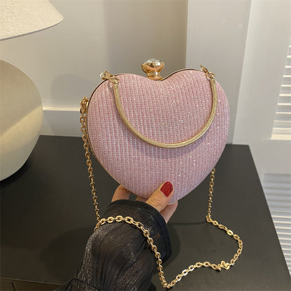 Shiny Heart Shape Evening Clutch Bag