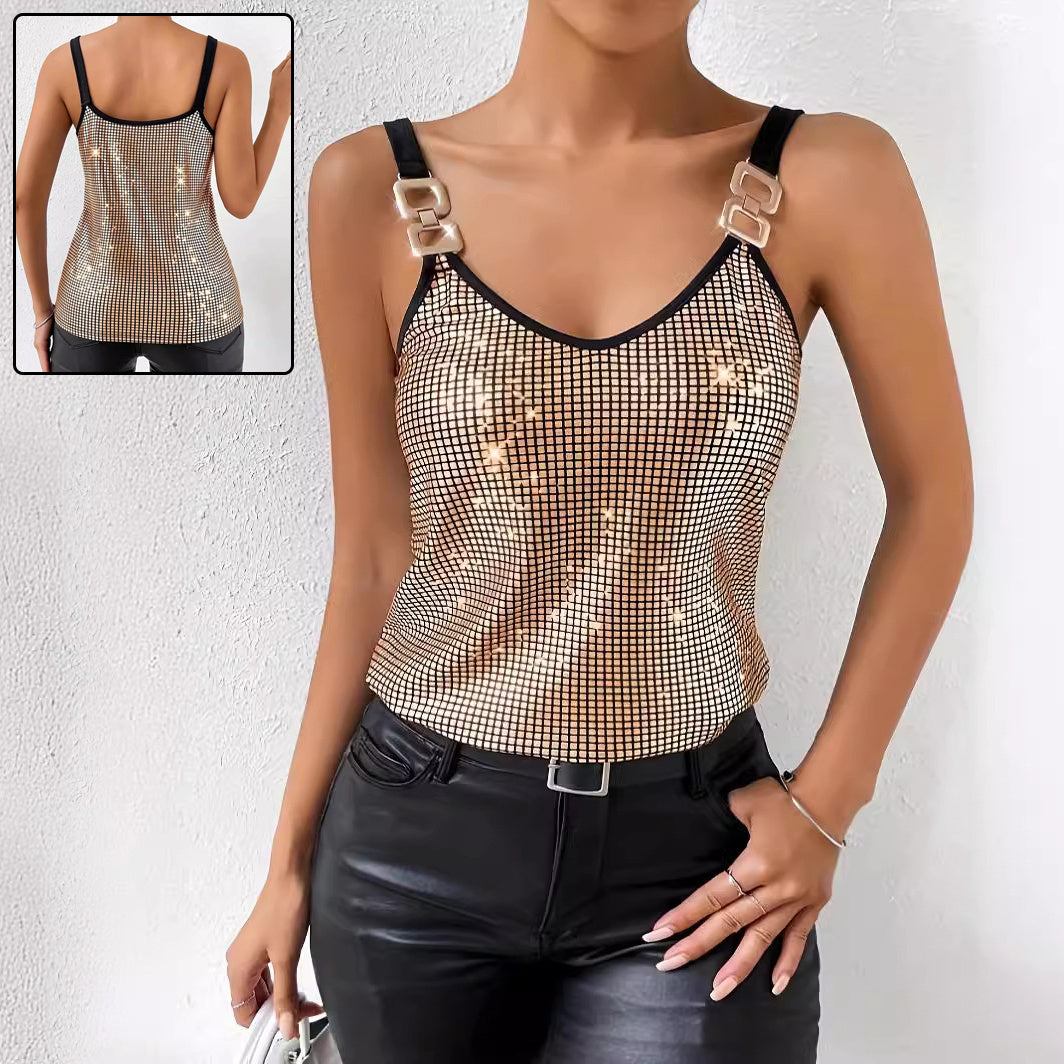 Summer Sequined Chain Strap Top