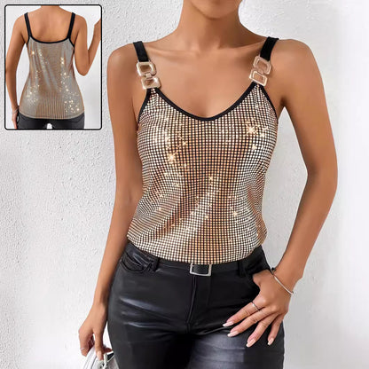 Summer Sequined Chain Strap Top