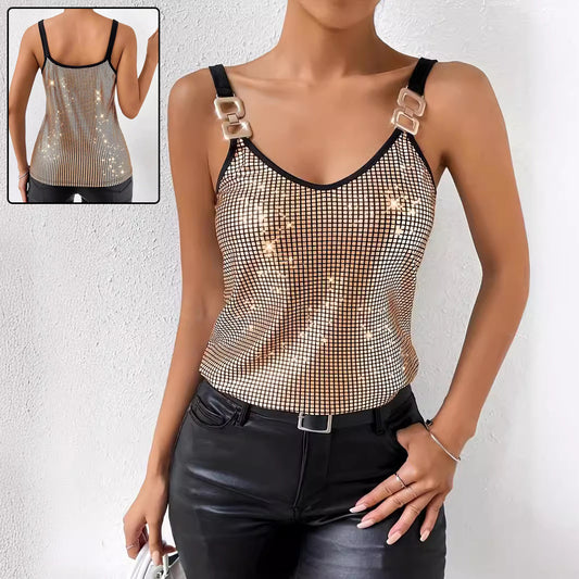 Summer Sequined Chain Strap Top