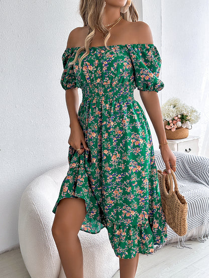 Floral Print Square Collar Dress