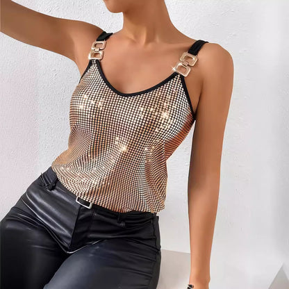 Summer Sequined Chain Strap Top