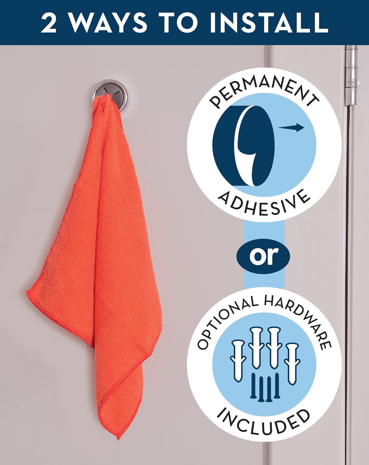 Easy-to-install adhesive towel hook
