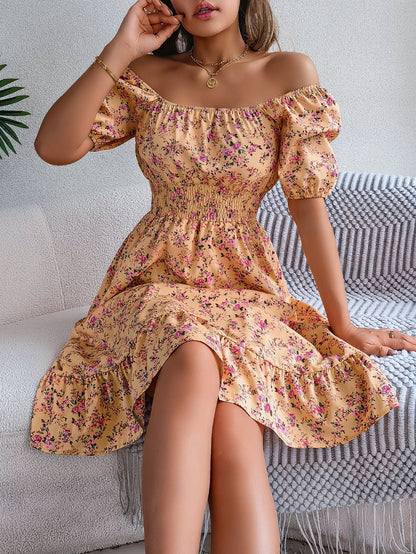 Floral Print Square Collar Dress