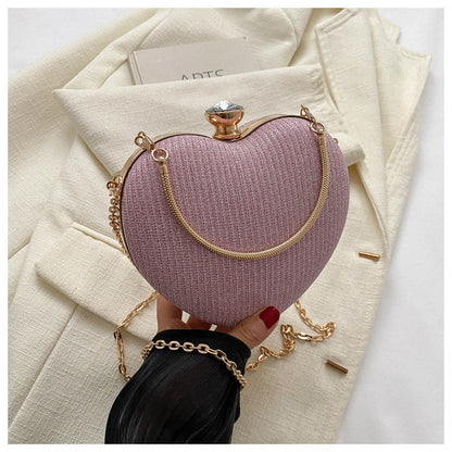 Shiny Heart Shape Evening Clutch Bag