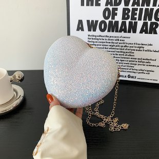 Shiny Heart Shape Evening Clutch Bag