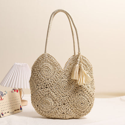 Hollow Tassel Large Straw Shoulder Bag